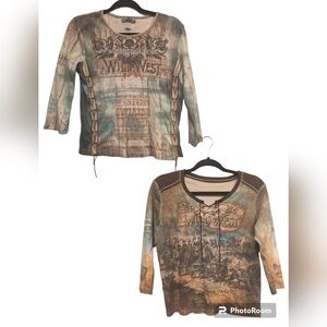 Vanilla Sugar Set of 2 Embellished Cowgirl Tops